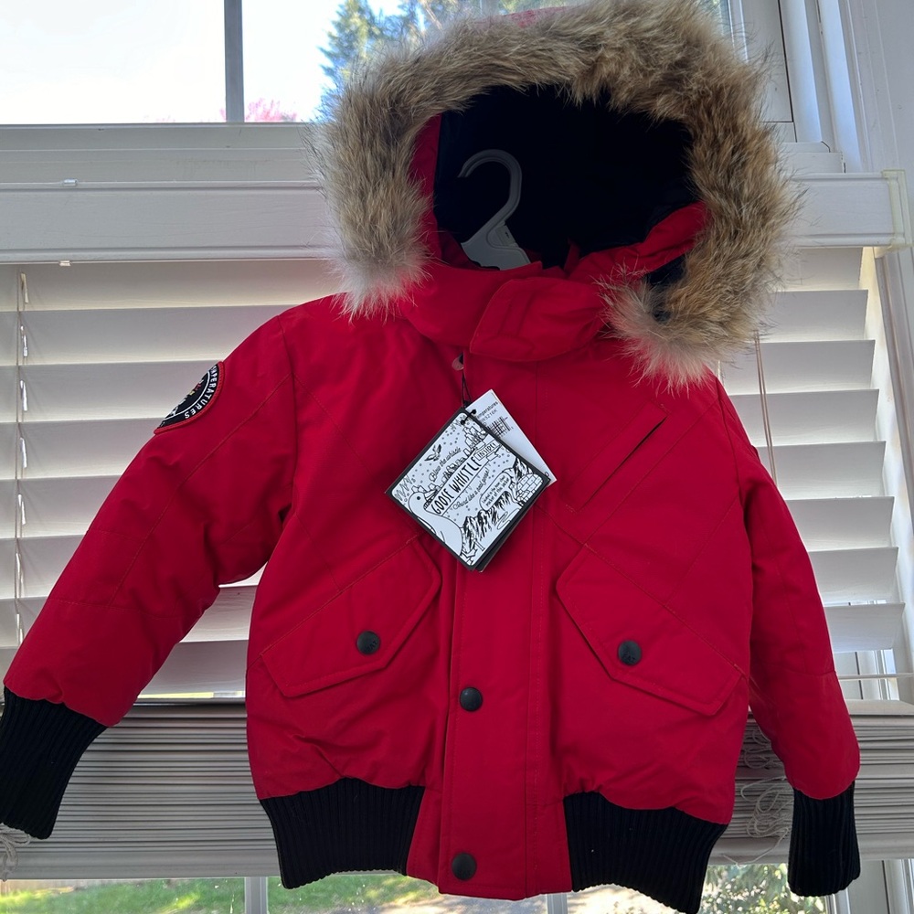 NWT kids goose down fur hood arctic parka coat Triple fat goose winter
